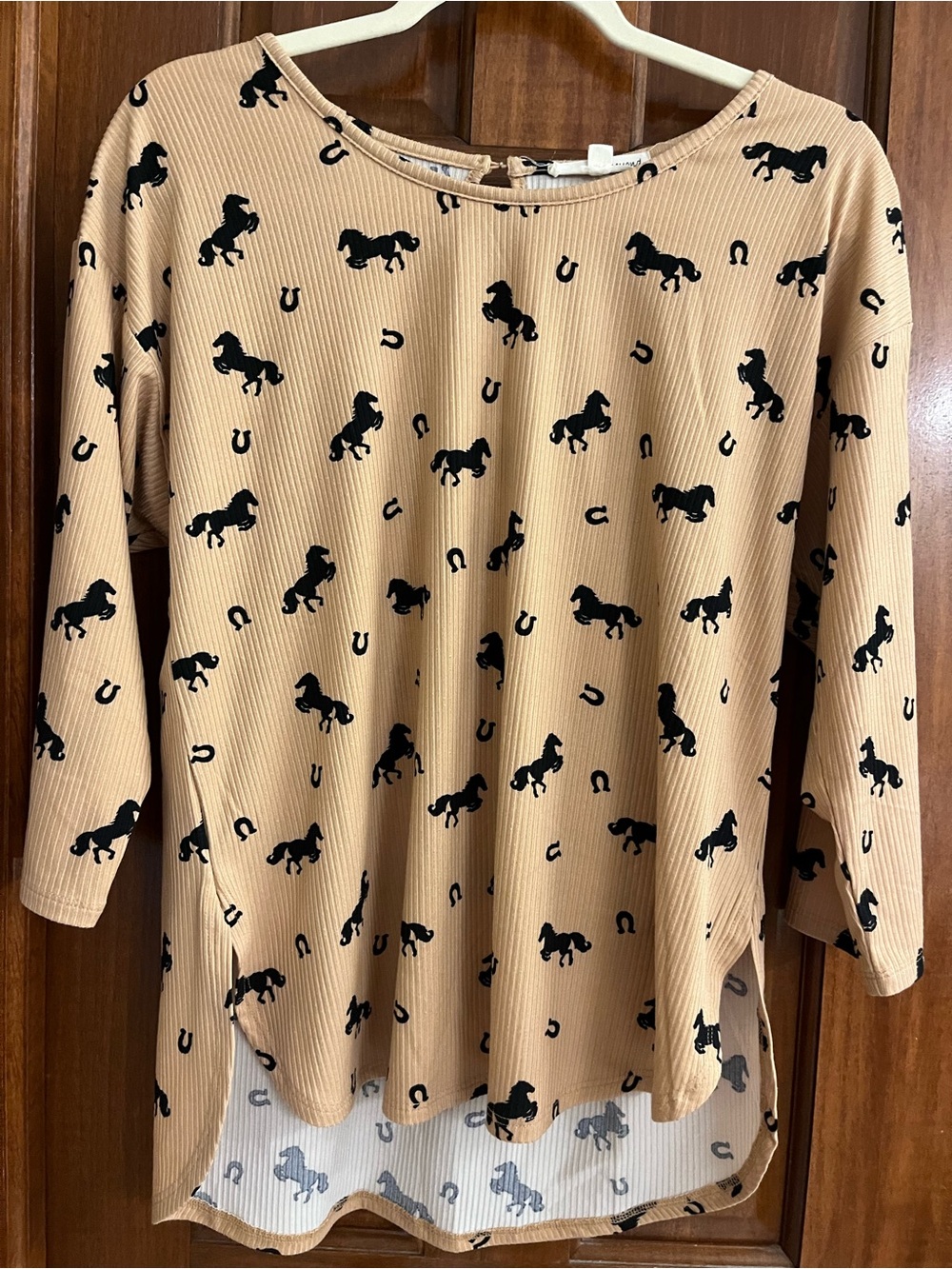 Tan Horse Print Tunic Top